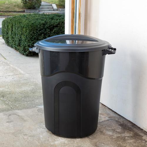 Project Source 32-Gallon Black Plastic Outdoor Detached Lid Trash Can