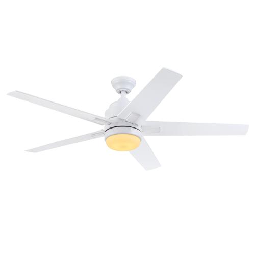 Harbor Breeze Flanagan II 52-in White with White/Driftwood Blades Color-changing Indoor Ceiling Fan with Light and Remote (5-Blade) - blacks are chipped