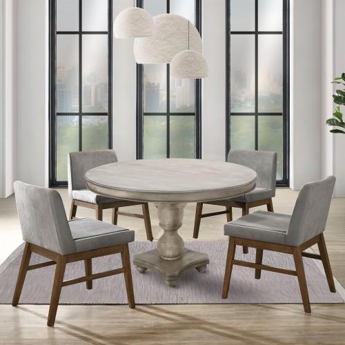 Benzara Washed White and Gray Round Contemporary/Modern Dining Table, Wood Base 42-in L x 31-in H (NO TEST)