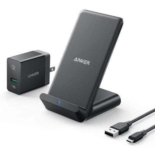 Anker Wireless Charger for iPhone 11, Galaxy S20, Note 10 - Fast Charging, Black, 48-in Cord, Micro USB Connector