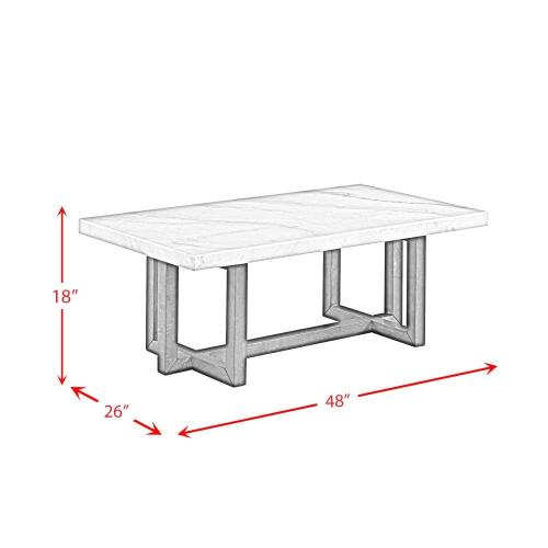 Picket House Furnishings Meyers White Marble Acacia Granite/Marble Modern Coffee Table