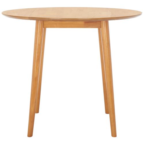 Safavieh Dining Table Light Oak Round Transitional Drop Leaf Dining Table, Wood Veneer with Veneer Wood Base 35-in L x 29.13-in H (NO TEST)