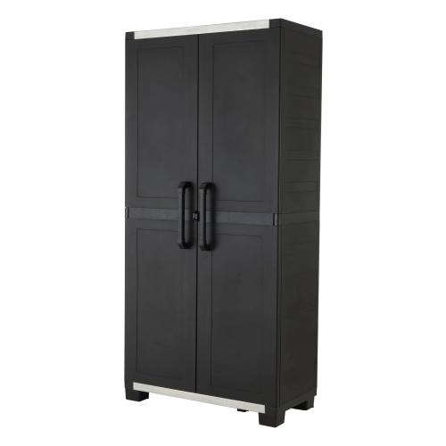 Keter Premium One 35-in W x 74-in H x 18.5-in D Freestanding Plastic Garage Cabinet in Black.(NO TEST)