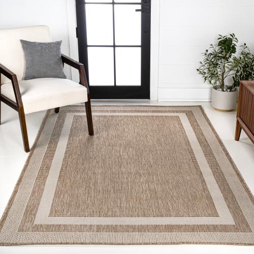 JONATHAN  Y TUSCAN SUN Dover 3-Stripe 3 X 5 (ft) Beige/Cream Indoor/Outdoor Solid Coastal Area Rug