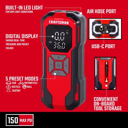 CRAFTSMAN Portable 12-volt Air Inflator (Power Source: Battery) (no test)