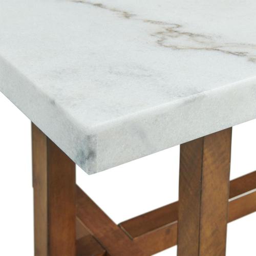 Picket House Furnishings Meyers White Marble Acacia Granite/Marble Modern Coffee Table