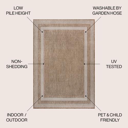 JONATHAN  Y TUSCAN SUN Dover 3-Stripe 3 X 5 (ft) Beige/Cream Indoor/Outdoor Solid Coastal Area Rug