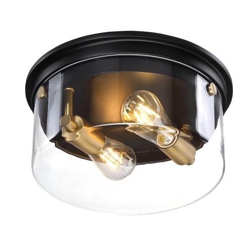 allen   roth Fenland 1-Light 12-in Matte Black Led, Flush Mount Light