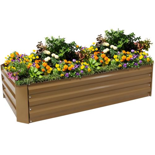 Sunnydaze Decor 48-in W x 24-in L x 11.75-in H Elevated Brown Galvanized Metal Raised Garden Bed