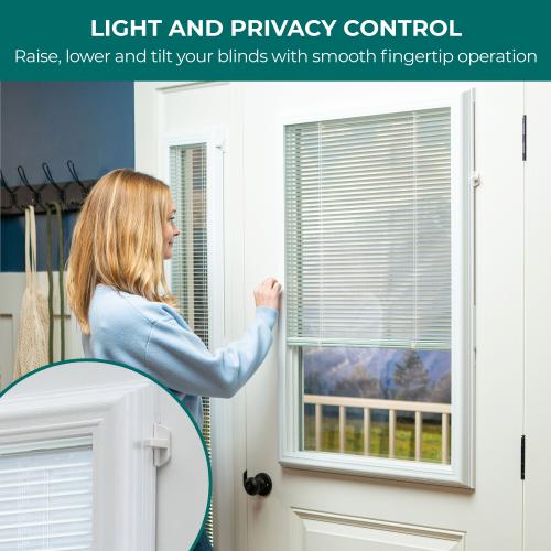 ODL Add on blind 0.59-in Slat Width 20-in x 64-in Cordless White Aluminum Light Filtering Mini-blinds