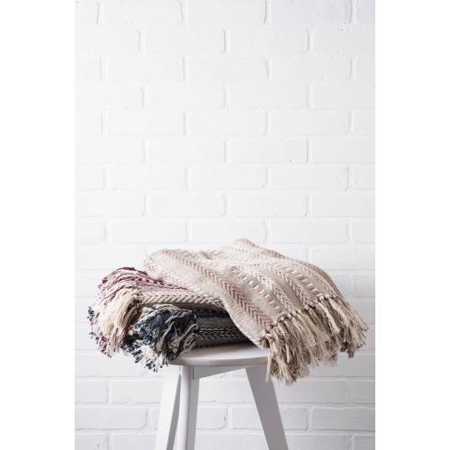 Size medium Color Blue and grey DII Navy Braided Stripe Throw - Woven Cotton Throw Blanket - Machine Washable - Blue - Versatile and Durable - Perfect for Home Decor and Gifting