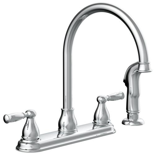 Project Source BRICE Polished Chrome Double Handle Deck-mount Kitchen Faucet ( Deck Plate Included ) ( Side Sprayer Included )