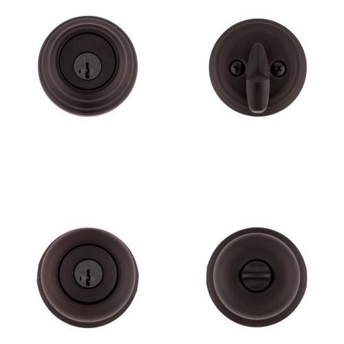 Kwikset Signatures Juno Venetian Bronze Smartkey Interior/Exterior Single-cylinder deadbolt Keyed Entry Door Knob Combo Pack