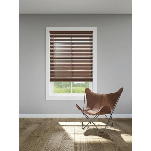 LEVOLOR Trim Go 2-in Slat Width 35-in x 64-in Cordless Walnut Faux Wood Room Darkening Horizontal Blinds
