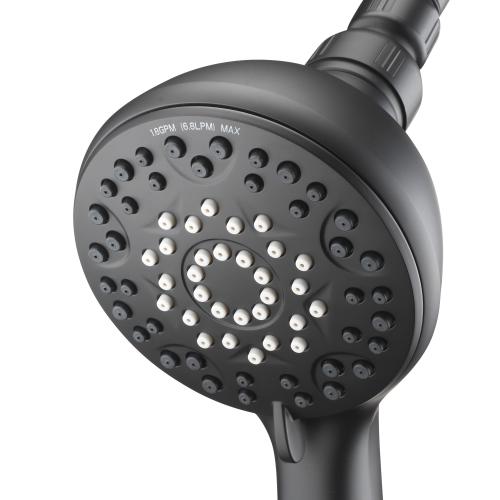 allen   roth Galway 6-Settings Matte Black 5-in Round Handheld Shower Head 1.8 GPM