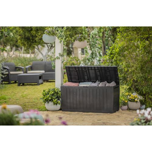 Keter Marvel Durable Outdoor Storage 15.6-in L x 45.9-in 71-Gallon Brown Plastic Deck Box