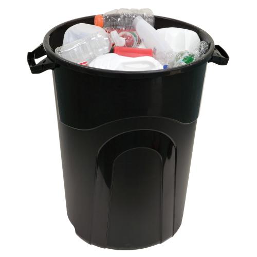 Project Source 32-Gallon Black Plastic Outdoor Detached Lid Trash Can