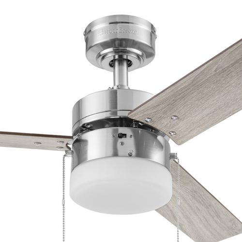 Harbor Breeze Vue 44-in Brushed Nickel with Driftwood/Cocoa Blades LED Indoor Ceiling Fan with Light (3-Blade) (Broken)
