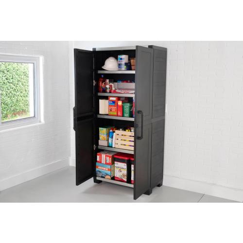 Keter Premium One 35-in W x 74-in H x 18.5-in D Freestanding Plastic Garage Cabinet in Black.(NO TEST)