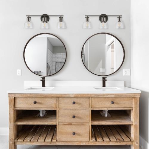 allen   roth Irvine 23-in 3-Light Matte Bronze Transitional Vanity Light