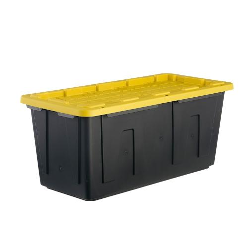 Project Source Commander X-large 50-Gallons (200-Quart) Black and Yellow Heavy Duty Tote with Standard Snap Lid