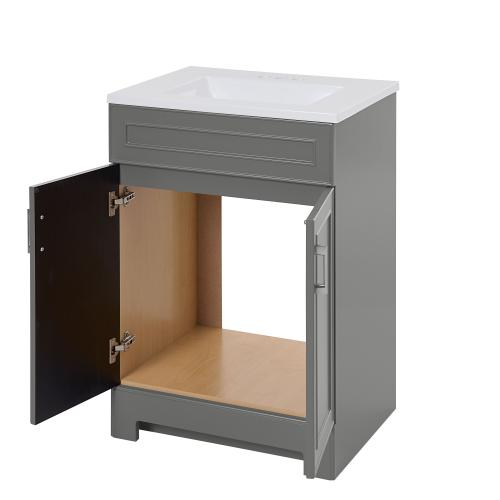Style Selections Esterbrook 24-in Dark Gray Single Sink Bathroom Vanity with White Cultured Marble Top