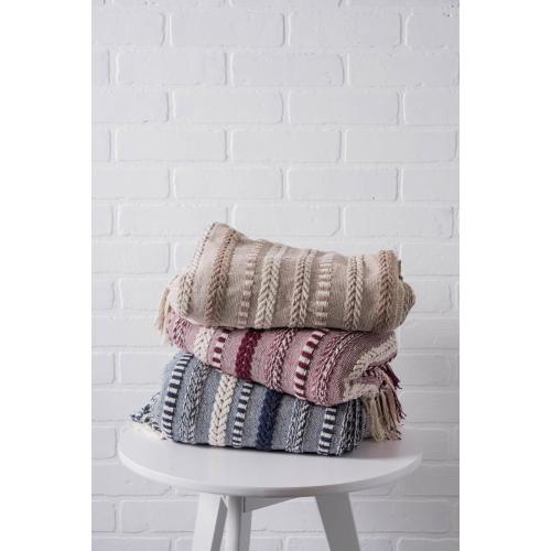 Size medium Color Blue and grey DII Navy Braided Stripe Throw - Woven Cotton Throw Blanket - Machine Washable - Blue - Versatile and Durable - Perfect for Home Decor and Gifting