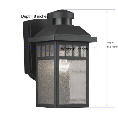 Harbor Breeze 1-Light 11.5-in Black Motion Sensor Outdoor Wall Light (broken glass; no test)