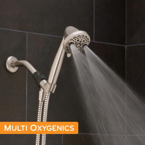 Oxygenics PowerMassage Brushed Nickel Round Handheld Shower Head 1.75-GPM (6.6-LPM)