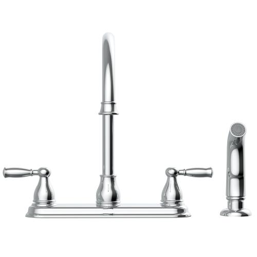 Project Source BRICE Polished Chrome Double Handle Deck-mount Kitchen Faucet ( Deck Plate Included ) ( Side Sprayer Included )