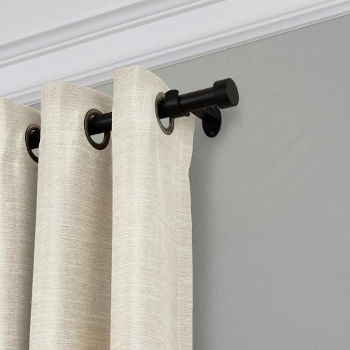 Elrene Home Fashions Serena 28-in to 48-in Antique Black Iron Single Curtain Rod with Finials