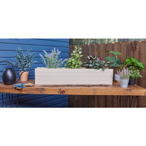 New Age Garden Rectangle 7.3-in W Medium Off-white Mixed/Composite Outdoor Window box with Drainage Holes