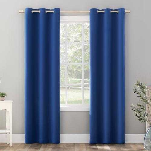 Blue 95 Sun Zero 95-in Classic Blue Blackout Interlined Grommet Single Curtain Panel