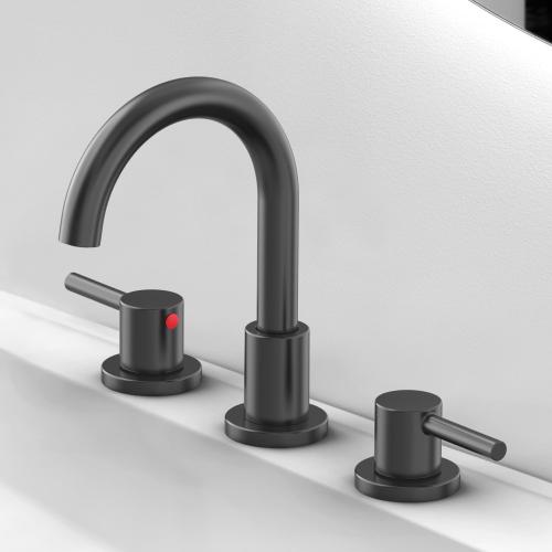 Project Source Matte Black Widespread 2-Handle WaterSense Bathroom Sink Faucet with Drain
