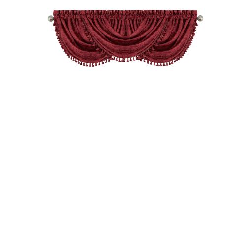 Elrene Home Fashions Antonia Waterfall Tassel 36-in Rouge Polyester Rod Pocket Valance