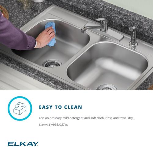 Elkay Dayton Drop-In 33-in x 22-in Stainless Steel Double Equal Bowl 4-Hole Kitchen Sink