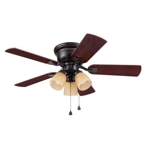 Harbor Breeze Centreville 42-in Flush Mount Oil-Rubbed Bronze with Auburn/Mink Blades Ceiling Fan With Light ( 5 -Blade )