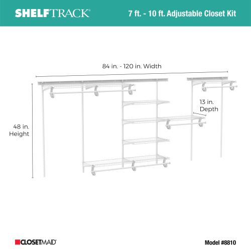 ClosetMaid ShelfTrack 7-ft to 10-ft x 12-in White Wire Closet Kit - no test