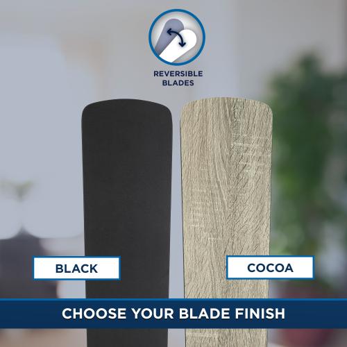 Harbor Breeze Armitage 52-in Matte Black with Black/Cocoa Blades LED Indoor Flush Mount Ceiling Fan with Light (5-Blade)