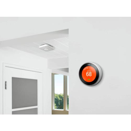 Google - Nest Learning Smart Wifi Thermostat - Stainless Steel
