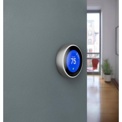 Google - Nest Learning Smart Wifi Thermostat - Stainless Steel