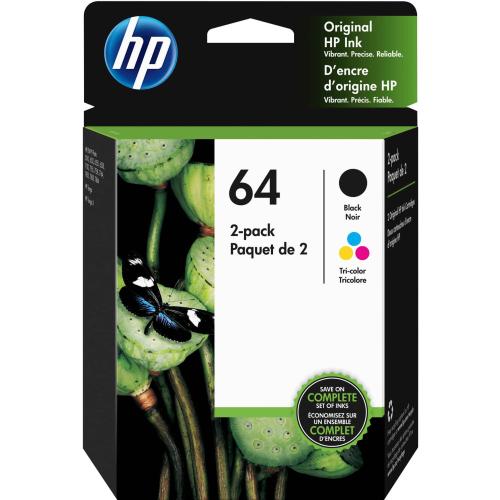 HP - 64 2-Pack Standard Capacity Ink Cartridges - Black & Tri-Color