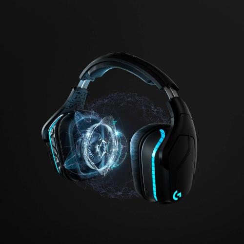 Logitech - G935 Wireless 7.1 Surround Sound Over-the-Ear Gaming Headset for PC with LIGHTSYNC RGB Lighting - Black/Blue