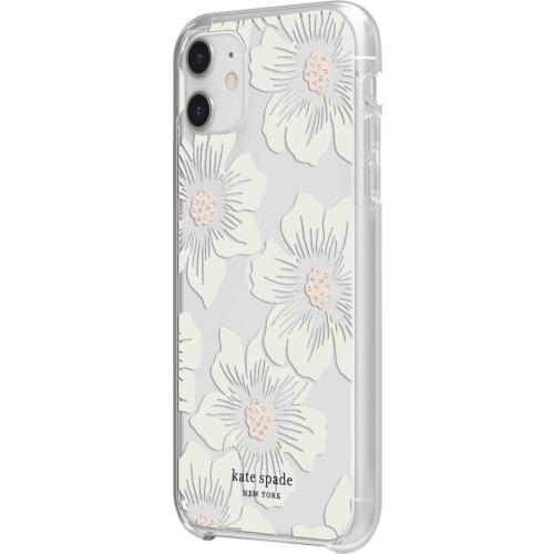 kate spade new york - Protective Hard Shell Case for Apple® iPhone® 11 - Cream With Stones/Hollyhock Floral Clear