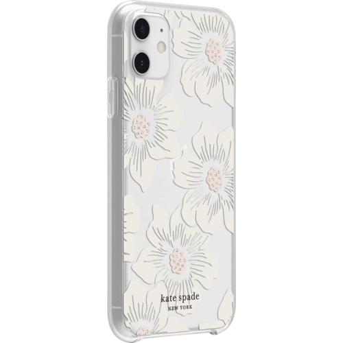 kate spade new york - Protective Hard Shell Case for Apple® iPhone® 11 - Cream With Stones/Hollyhock Floral Clear