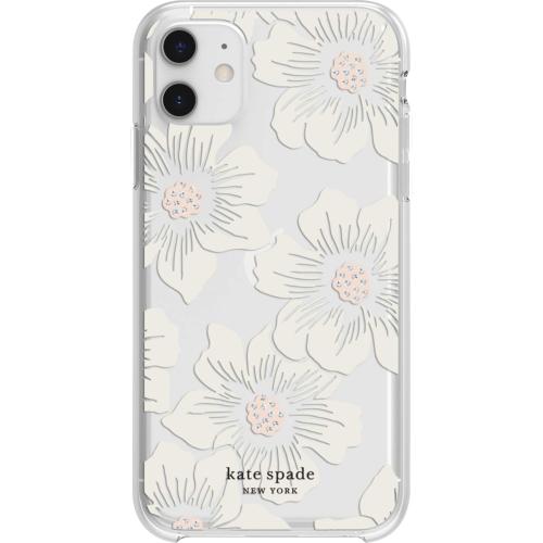 kate spade new york - Protective Hard Shell Case for Apple® iPhone® 11 - Cream With Stones/Hollyhock Floral Clear