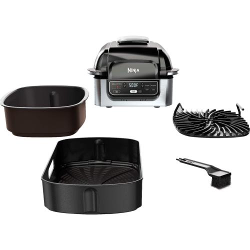 Ninja - Foodi 5-in-1 Indoor Grill with 4-qt Air Fryer, Roast, Bake, & Dehydrate - Stainless Steel/Black