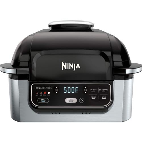 Ninja - Foodi 5-in-1 Indoor Grill with 4-qt Air Fryer, Roast, Bake, & Dehydrate - Stainless Steel/Black