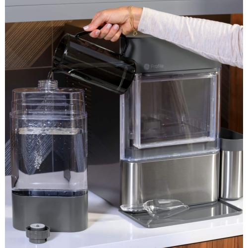 GE Profile - Opal 2.0 38-lb. Portable Ice maker with Nugget Ice Production, Side Tank and Built-in WiFi - Stainless Steel