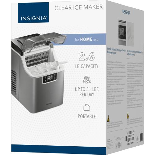 Insignia™ - Portable Clear Ice Maker with Auto Shut-off - Stainless Steel
